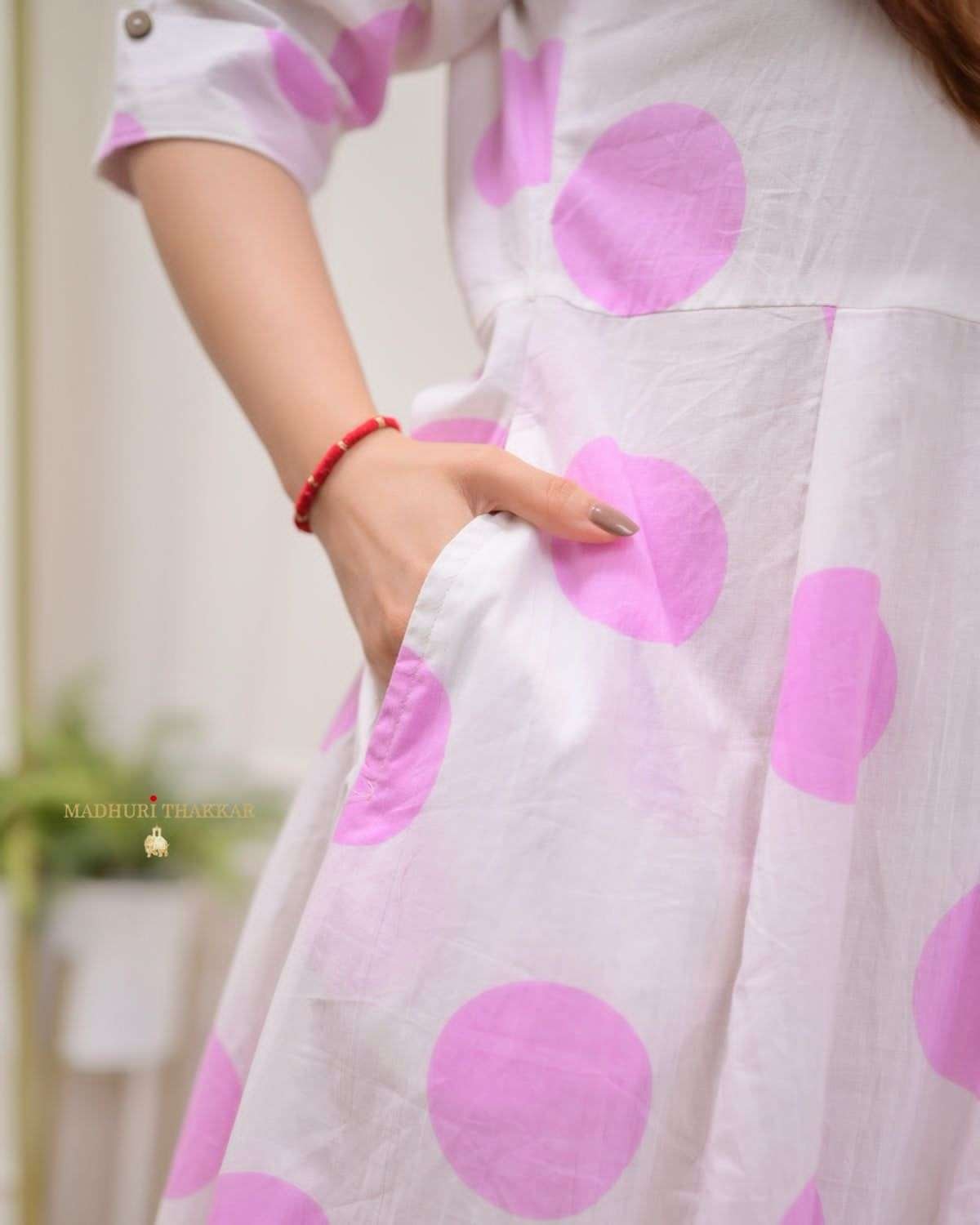 Women's Cotton Floral Printed 3/4 quarter sleeve A-Line printed kurti - Image 3